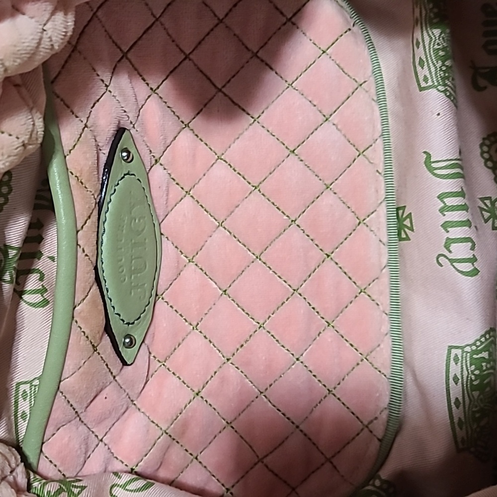 Juicy Couture Vintage Y2K SALE Rare Velvet Pink and Green Women's Bag - Picture 13 of 16
